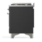 ILVE Majestic III 60-Inch Dual Fuel Range with 9 Sealed Burners + Griddle, 5.8 cu. ft. Oven, Matte Graphite with Chrome Trim, Natural Gas, Triple Glass Door, UM60FNR3MGC