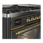 ILVE Majestic III 60-Inch Dual Fuel Range with 9 Sealed Burners + Griddle, 5.8 cu. ft. Oven, Matte Graphite with Brass Trim, Natural Gas, Triple Glass Door, UM60FNR3MGG