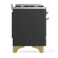 ILVE Majestic III 60-Inch Dual Fuel Range with 9 Sealed Burners + Griddle, 5.8 cu. ft. Oven, Matte Graphite with Brass Trim, Natural Gas, Triple Glass Door, UM60FNR3MGG