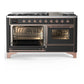 ILVE Majestic III 60-Inch Dual Fuel Range with 9 Sealed Burners + Griddle, 5.8 cu. ft. Oven, Matte Graphite with Copper Trim, Liquid Propane, Triple Glass Door, UM60FNR3MGPLP