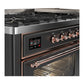 ILVE Majestic III 60-Inch Dual Fuel Range with 9 Sealed Burners + Griddle, 5.8 cu. ft. Oven, Matte Graphite with Copper Trim, Natural Gas, Triple Glass Door, UM60FNR3MGP