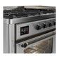 ILVE Majestic III 60-Inch Dual Fuel Range with 9 Sealed Burners + Griddle, 5.8 cu. ft. Oven, Stainless Steel with Burnished Trim, Liquid Propane, Triple Glass Door, UM60FNR3SSBLP