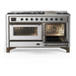 ILVE Majestic III 60-Inch Dual Fuel Range with 9 Sealed Burners + Griddle, 5.8 cu. ft. Oven, Stainless Steel with Burnished Trim, Liquid Propane, Triple Glass Door, UM60FNR3SSBLP