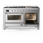 ILVE Majestic III 60-Inch Dual Fuel Range with 9 Sealed Burners + Griddle, 5.8 cu. ft. Oven, Stainless Steel with Chrome Trim, Natural Gas, Triple Glass Door, UM60FNR3SSC