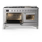 ILVE Majestic III 60-Inch Dual Fuel Range with 9 Sealed Burners + Griddle, 5.8 cu. ft. Oven, Stainless Steel with Chrome Trim, Natural Gas, Triple Glass Door, UM60FNR3SSC