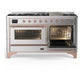ILVE Majestic III 60-Inch Dual Fuel Range with 9 Sealed Burners + Griddle, 5.8 cu. ft. Oven, Stainless Steel with Copper Trim, Liquid Propane, Triple Glass Door, UM60FNR3SSPLP