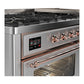 ILVE Majestic III 60-Inch Dual Fuel Range with 9 Sealed Burners + Griddle, 5.8 cu. ft. Oven, Stainless Steel with Copper Trim, Natural Gas, Triple Glass Door, UM60FNR3SSP