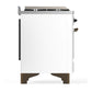 ILVE Majestic III 60-Inch Dual Fuel Range with 9 Sealed Burners + Griddle, 5.8 cu. ft. Oven, White with Burnished Trim, Liquid Propane, Triple Glass Door, UM60FNR3WHBLP