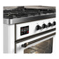 ILVE Majestic III 60-Inch Dual Fuel Range with 9 Sealed Burners + Griddle, 5.8 cu. ft. Oven, White with Burnished Trim, Natural Gas, Triple Glass Door, UM60FNR3WHB