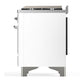 ILVE Majestic III 60-Inch Dual Fuel Range with 9 Sealed Burners + Griddle, 5.8 cu. ft. Oven, White with Chrome Trim, Natural Gas, Triple Glass Door, UM60FNR3WHC