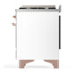 ILVE Majestic III 60-Inch Dual Fuel Range with 9 Sealed Burners + Griddle, 5.8 cu. ft. Oven, White with Copper Trim, Natural Gas, Triple Glass Door, UM60FNR3WHP