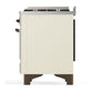 ILVE Majestic III 60-Inch Dual Fuel Range with 9 Sealed Burners + Griddle, 5.8 cu. ft. Oven, Antique White with Burnished Trim, Liquid Propane, Solid Door, UM60FQNR3AWBLP