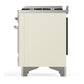 ILVE Majestic III 60-Inch Dual Fuel Range with 9 Sealed Burners + Griddle, 5.8 cu. ft. Oven, Antique White with Chrome Trim, Natural Gas, Solid Door, UM60FQNR3AWC
