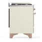 ILVE Majestic III 60-Inch Dual Fuel Range with 9 Sealed Burners + Griddle, 5.8 cu. ft. Oven, Antique White with Copper Trim, Natural Gas, Solid Door, UM60FQNR3AWP