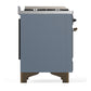 ILVE Majestic III 60-Inch Dual Fuel Range with 9 Sealed Burners + Griddle, 5.8 cu. ft. Oven, Blue Grey with Burnished Trim, Liquid Propane, Solid Door, UM60FQNR3BGBLP