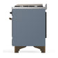ILVE Majestic III 60-Inch Dual Fuel Range with 9 Sealed Burners + Griddle, 5.8 cu. ft. Oven, Blue Grey with Burnished Trim, Natural Gas, Solid Door, UM60FQNR3BGB