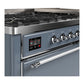 ILVE Majestic III 60-Inch Dual Fuel Range with 9 Sealed Burners + Griddle, 5.8 cu. ft. Oven, Blue Grey with Chrome Trim, Liquid Propane, Solid Door, UM60FQNR3BGCLP