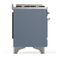 ILVE Majestic III 60-Inch Dual Fuel Range with 9 Sealed Burners + Griddle, 5.8 cu. ft. Oven, Blue Grey with Chrome Trim, Natural Gas, Solid Door, UM60FQNR3BGC