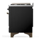 ILVE Majestic III 60-Inch Dual Fuel Range with 9 Sealed Burners + Griddle, 5.8 cu. ft. Oven, Glossy Black with Burnished Trim, Liquid Propane, Solid Door, UM60FQNR3BKBLP