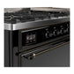 ILVE Majestic III 60-Inch Dual Fuel Range with 9 Sealed Burners + Griddle, 5.8 cu. ft. Oven, Glossy Black with Burnished Trim, Natural Gas, Solid Door, UM60FQNR3BKB