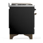 ILVE Majestic III 60-Inch Dual Fuel Range with 9 Sealed Burners + Griddle, 5.8 cu. ft. Oven, Glossy Black with Burnished Trim, Natural Gas, Solid Door, UM60FQNR3BKB