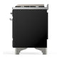 ILVE Majestic III 60-Inch Dual Fuel Range with 9 Sealed Burners + Griddle, 5.8 cu. ft. Oven, Glossy Black with Chrome Trim, Liquid Propane, Solid Door, UM60FQNR3BKCLP