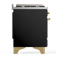 ILVE Majestic III 60-Inch Dual Fuel Range with 9 Sealed Burners + Griddle, 5.8 cu. ft. Oven, Glossy Black with Brass Trim, Liquid Propane, Solid Door, UM60FQNR3BKGLP