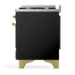 ILVE Majestic III 60-Inch Dual Fuel Range with 9 Sealed Burners + Griddle, 5.8 cu. ft. Oven, Glossy Black with Brass Trim, Liquid Propane, Solid Door, UM60FQNR3BKGLP