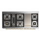 ILVE Majestic III 60-Inch Dual Fuel Range with 9 Sealed Burners + Griddle, 5.8 cu. ft. Oven, Glossy Black with Brass Trim, Natural Gas, Solid Door, UM60FQNR3BKG
