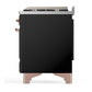 ILVE Majestic III 60-Inch Dual Fuel Range with 9 Sealed Burners + Griddle, 5.8 cu. ft. Oven, Glossy Black with Copper Trim, Liquid Propane, Solid Door, UM60FQNR3BKPLP