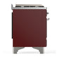 ILVE Majestic III 60-Inch Dual Fuel Range with 9 Sealed Burners + Griddle, 5.8 cu. ft. Oven, Burgundy with Chrome Trim, Liquid Propane, Solid Door, UM60FQNR3BUCLP