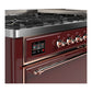 ILVE Majestic III 60-Inch Dual Fuel Range with 9 Sealed Burners + Griddle, 5.8 cu. ft. Oven, Burgundy with Copper Trim, Liquid Propane, Solid Door, UM60FQNR3BUPLP
