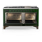 ILVE Majestic III 60-Inch Dual Fuel Range with 9 Sealed Burners + Griddle, 5.8 cu. ft. Oven, Emerald Green with Burnished Trim, Liquid Propane, Solid Door, UM60FQNR3EGBLP