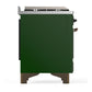 ILVE Majestic III 60-Inch Dual Fuel Range with 9 Sealed Burners + Griddle, 5.8 cu. ft. Oven, Emerald Green with Burnished Trim, Liquid Propane, Solid Door, UM60FQNR3EGBLP