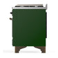 ILVE Majestic III 60-Inch Dual Fuel Range with 9 Sealed Burners + Griddle, 5.8 cu. ft. Oven, Emerald Green with Burnished Trim, Liquid Propane, Solid Door, UM60FQNR3EGBLP