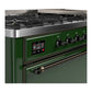 ILVE Majestic III 60-Inch Dual Fuel Range with 9 Sealed Burners + Griddle, 5.8 cu. ft. Oven, Emerald Green with Burnished Trim, Natural Gas, Solid Door, UM60FQNR3EGB