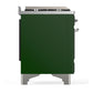 ILVE Majestic III 60-Inch Dual Fuel Range with 9 Sealed Burners + Griddle, 5.8 cu. ft. Oven, Emerald Green with Chrome Trim, Natural Gas, Solid Door, UM60FQNR3EGC