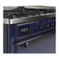 ILVE Majestic III 60-Inch Dual Fuel Range with 9 Sealed Burners + Griddle, 5.8 cu. ft. Oven, Mightnight Blue with Burnished Trim, Liquid Propane, Solid Door, UM60FQNR3MBBLP