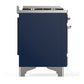 ILVE Majestic III 60-Inch Dual Fuel Range with 9 Sealed Burners + Griddle, 5.8 cu. ft. Oven, Mightnight Blue with Chrome Trim, Liquid Propane, Solid Door, UM60FQNR3MBCLP