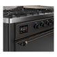ILVE Majestic III 60-Inch Dual Fuel Range with 9 Sealed Burners + Griddle, 5.8 cu. ft. Oven, Matte Graphite with Burnished Trim, Liquid Propane, Solid Door, UM60FQNR3MGBLP