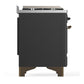 ILVE Majestic III 60-Inch Dual Fuel Range with 9 Sealed Burners + Griddle, 5.8 cu. ft. Oven, Matte Graphite with Burnished Trim, Natural Gas, Solid Door, UM60FQNR3MGB