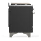 ILVE Majestic III 60-Inch Dual Fuel Range with 9 Sealed Burners + Griddle, 5.8 cu. ft. Oven, Matte Graphite with Chrome Trim, Liquid Propane, Solid Door, UM60FQNR3MGCLP