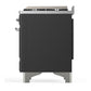 ILVE Majestic III 60-Inch Dual Fuel Range with 9 Sealed Burners + Griddle, 5.8 cu. ft. Oven, Matte Graphite with Chrome Trim, Liquid Propane, Solid Door, UM60FQNR3MGCLP