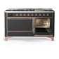 ILVE Majestic III 60-Inch Dual Fuel Range with 9 Sealed Burners + Griddle, 5.8 cu. ft. Oven, Matte Graphite with Copper Trim, Liquid Propane, Solid Door, UM60FQNR3MGPLP
