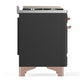 ILVE Majestic III 60-Inch Dual Fuel Range with 9 Sealed Burners + Griddle, 5.8 cu. ft. Oven, Matte Graphite with Copper Trim, Liquid Propane, Solid Door, UM60FQNR3MGPLP