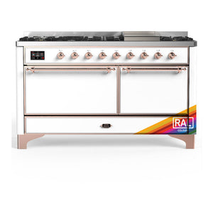 ILVE Majestic III 60-Inch Dual Fuel Range with 9 Sealed Burners + Griddle, 5.8 cu. ft. Oven, RAL with Copper Trim, Liquid Propane, Solid Door, UM60FQNR3RAPLP