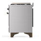 ILVE Majestic III 60-Inch Dual Fuel Range with 9 Sealed Burners + Griddle, 5.8 cu. ft. Oven, Stainless Steel with Burnished Trim, Liquid Propane, Solid Door, UM60FQNR3SSBLP
