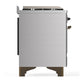 ILVE Majestic III 60-Inch Dual Fuel Range with 9 Sealed Burners + Griddle, 5.8 cu. ft. Oven, Stainless Steel with Burnished Trim, Natural Gas, Solid Door, UM60FQNR3SSB
