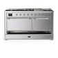 ILVE Majestic III 60-Inch Dual Fuel Range with 9 Sealed Burners + Griddle, 5.8 cu. ft. Oven, Stainless Steel with Chrome Trim, Liquid Propane, Solid Door, UM60FQNR3SSCLP