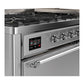 ILVE Majestic III 60-Inch Dual Fuel Range with 9 Sealed Burners + Griddle, 5.8 cu. ft. Oven, Stainless Steel with Chrome Trim, Natural Gas, Solid Door, UM60FQNR3SSC